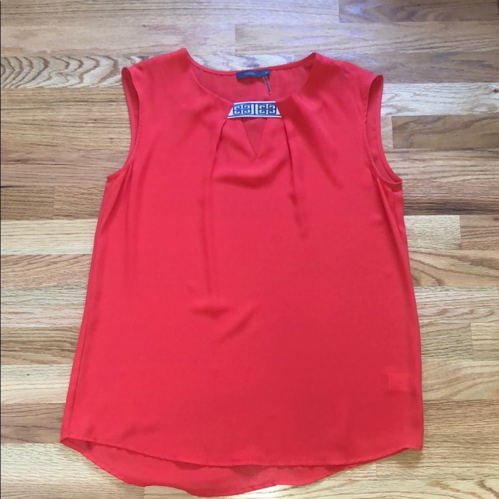 THML orange sleeveless key-hole top